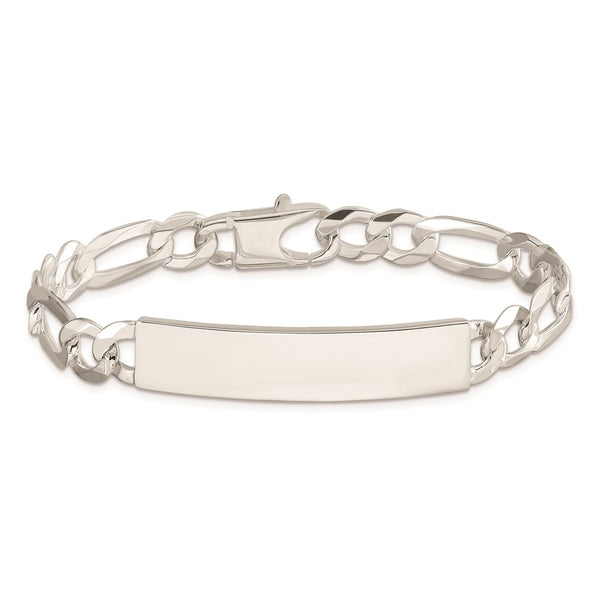 Sterling Silver 8.5-inch 8MM Lobster Clasp Figaro ID Bracelet