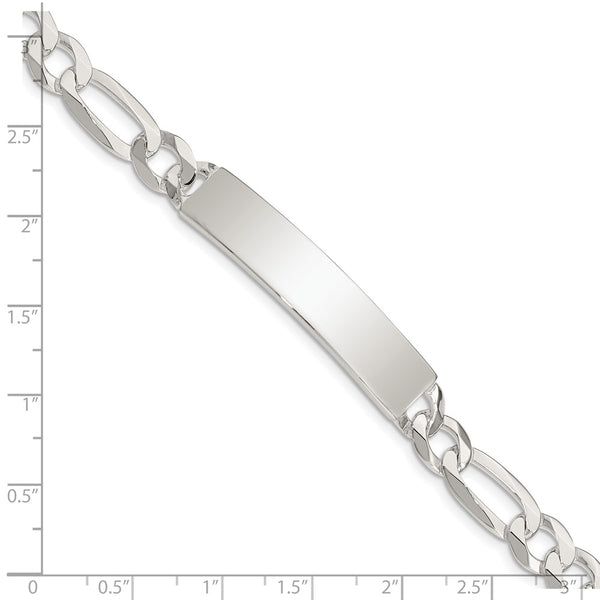 Sterling Silver 8.5-inch 8MM Lobster Clasp Figaro ID Bracelet