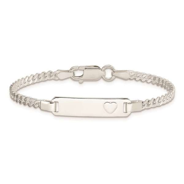 Sterling Silver 6-inch 6MM Childrens Lobster Clasp ID Heart Bracelet