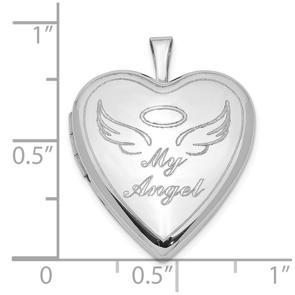 Sterling Silver 21MM Angel Heart Locket Pendant. Chain Not Included