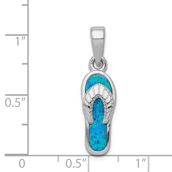 Sterling Silver Opal 27X8MM Sandal Pendant. Chain Not Included