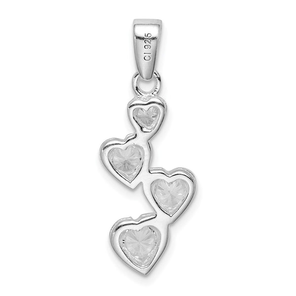 Sterling Silver Cubic Zirconia 30X11MM Heart Pendant. Chain Not Included