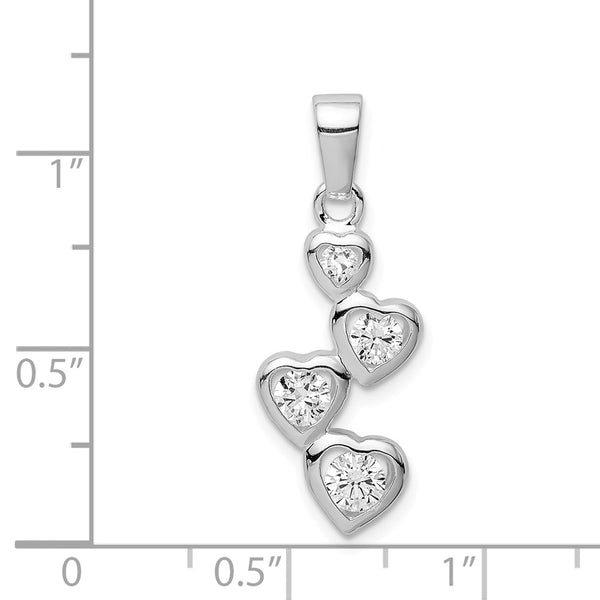 Sterling Silver Cubic Zirconia 30X11MM Heart Pendant. Chain Not Included