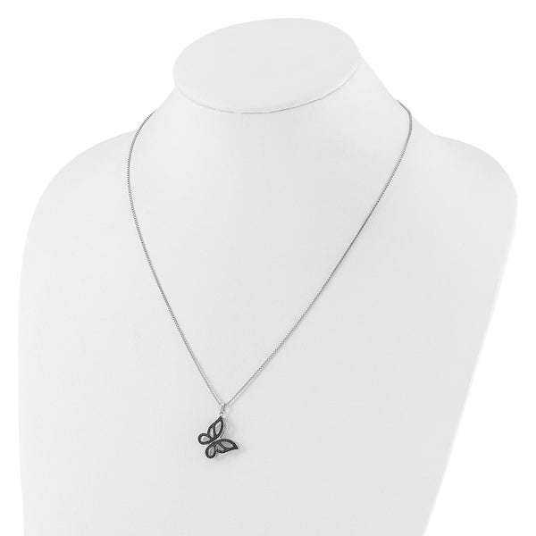 Sterling Silver 1/20 CTW Diamond 18-inch 20MM Butterfly Necklace