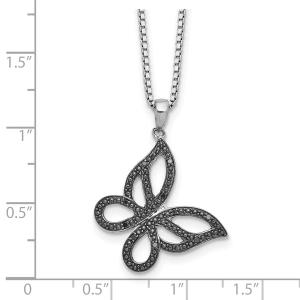 Sterling Silver 1/20 CTW Diamond 18-inch 20MM Butterfly Necklace