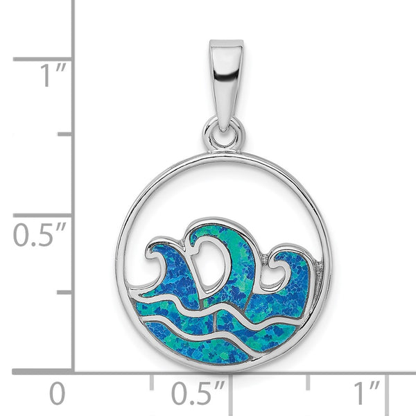 Sterling Silver Opal 30X20MM Wave Pendant. Chain Not Included