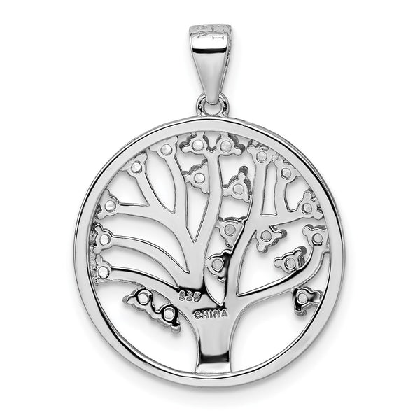 Sterling Silver White Sapphire 28X21MM Tree of Life Pendant. Chain Not Included