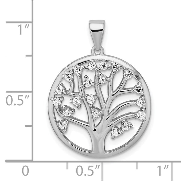 Sterling Silver White Sapphire 28X21MM Tree of Life Pendant. Chain Not Included