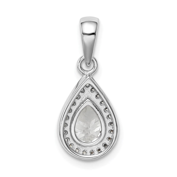 Sterling Silver Pear Cubic Zirconia Fashion Pendant. Chain Not Included