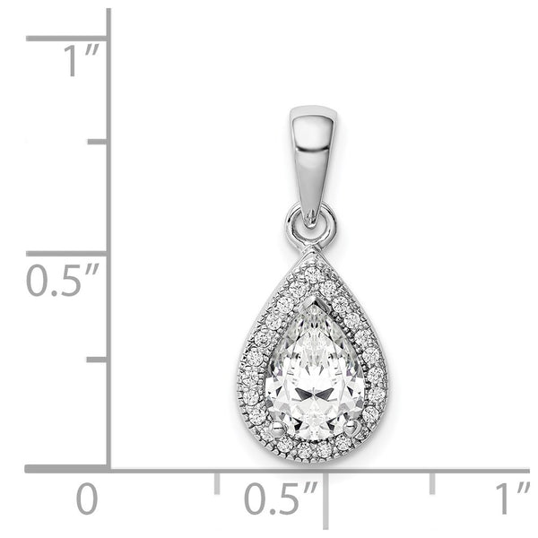 Sterling Silver Pear Cubic Zirconia Fashion Pendant. Chain Not Included