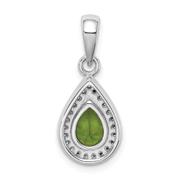 Sterling Silver Pear Cubic Zirconia Pendant. Chain Not Included