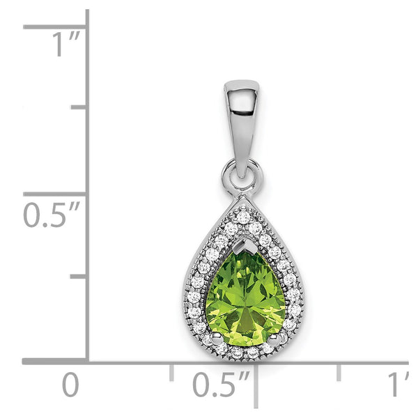 Sterling Silver Pear Cubic Zirconia Pendant. Chain Not Included