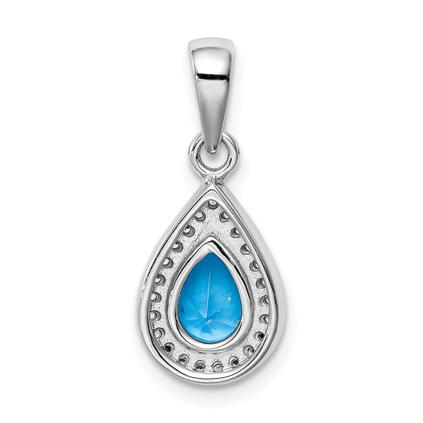 Sterling Silver Pear Cubic Zirconia Pendant. Chain Not Included