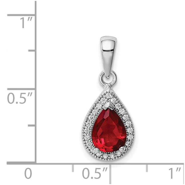 Sterling Silver Pear Cubic Zirconia Pendant-Chain Not Included