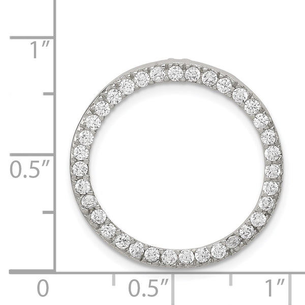 Sterling Silver Cubic Zirconia 24MM 24MM Circle Pendant. Chain Not Included