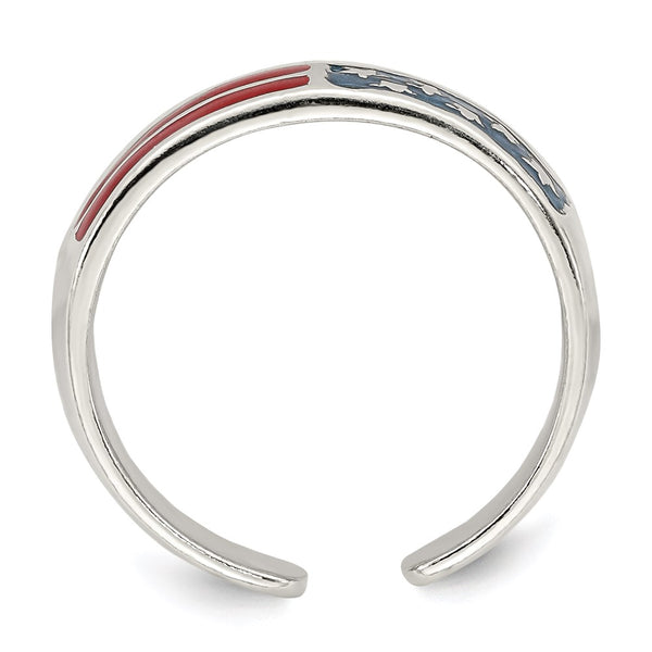 Sterling Silver American Flag Toe Ring