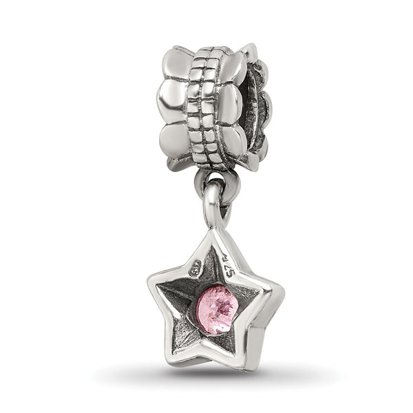 Sterling Silver Reflections Pink CZ Star Dangle Bead