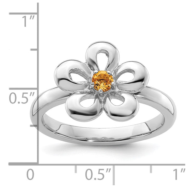 Sterling Silver Stackable Expressions Polished Citrine Flower Ring