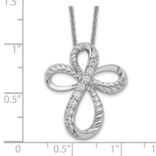 Sterling Silver & CZ Endless Hope 18in Cross Necklace