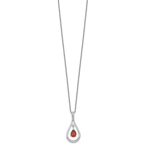 Sterling Silver Jan. CZ Stone Never Forget Tear 18in Birthstone Necklace