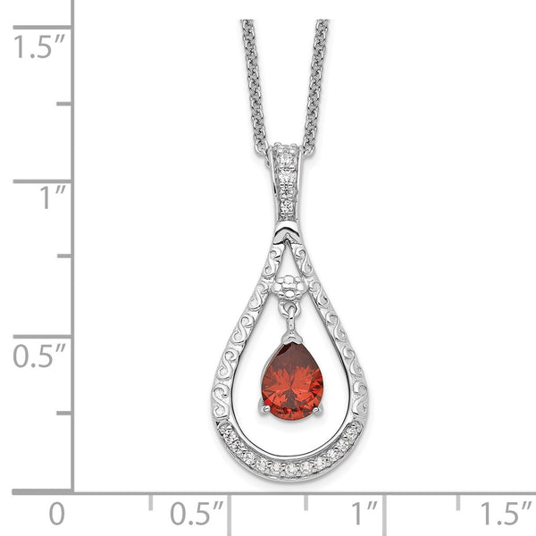 Sterling Silver Jan. CZ Stone Never Forget Tear 18in Birthstone Necklace