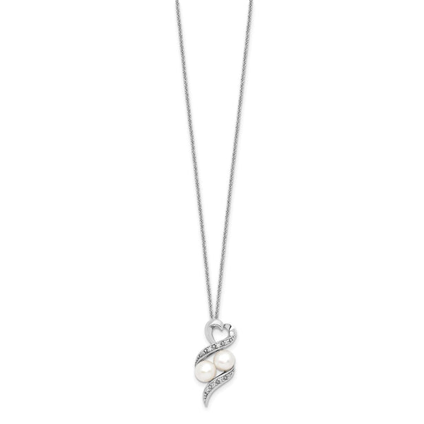 Sterling Silver CZ 2 P's in a Pod Motherhood/ Friendship 18in Necklace