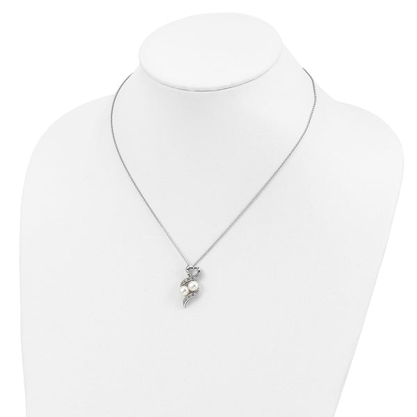 Sterling Silver CZ 2 P's in a Pod Motherhood/ Friendship 18in Necklace