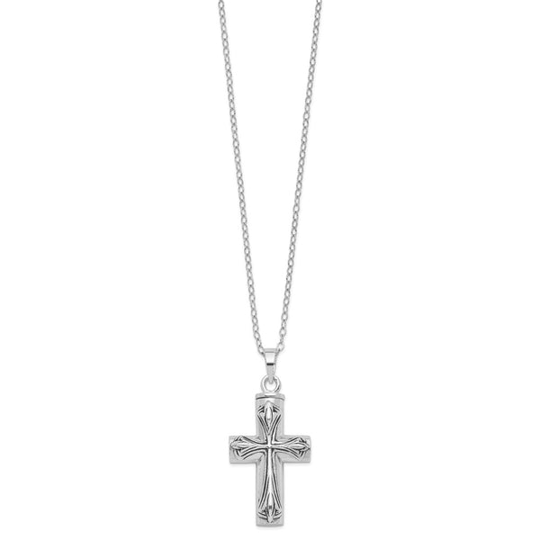 Sterling Silver Antiqued Cross Ash Holder 18in Necklace