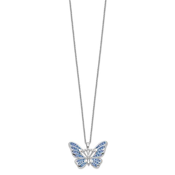 Sterling Silver Swarovski Crystal 18-inch Butterfly Never Give Up Necklace