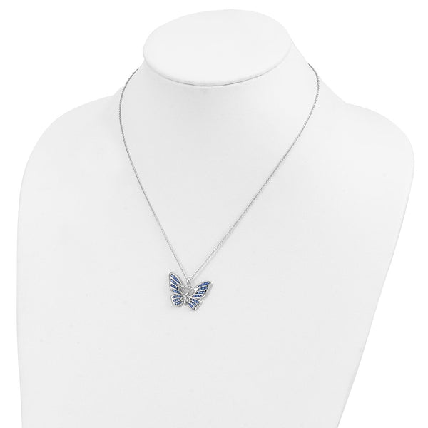 Sterling Silver Swarovski Crystal 18-inch Butterfly Never Give Up Necklace