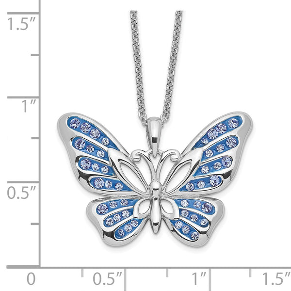 Sterling Silver Swarovski Crystal 18-inch Butterfly Never Give Up Necklace