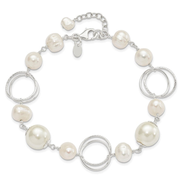 Sterling Silver Pearl 8.5-inch Lobster Clasp Bracelet