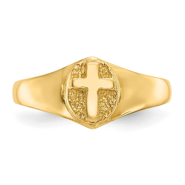 14KT Yellow Gold Childrens Cross Ring; Size 4