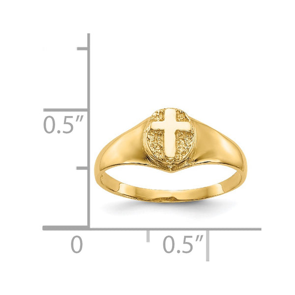 14KT Yellow Gold Childrens Cross Ring; Size 4