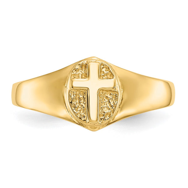 14KT Yellow Gold Childrens Cross Ring; Size 3.5