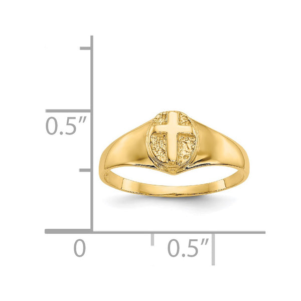 14KT Yellow Gold Childrens Cross Ring; Size 3.5