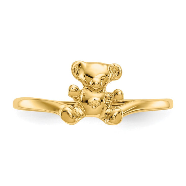 14KT Yellow Gold Childrens Teddy Bear Ring; Size 5