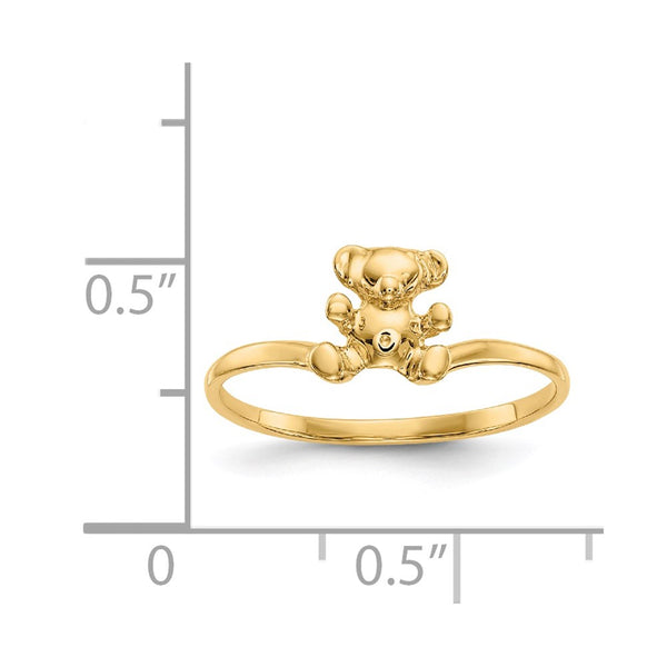 14KT Yellow Gold Childrens Teddy Bear Ring; Size 5