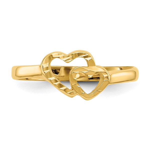 14KT Yellow Gold Childrens Heart Ring; Size 5