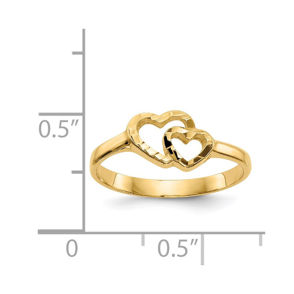 14KT Yellow Gold Childrens Heart Ring; Size 5