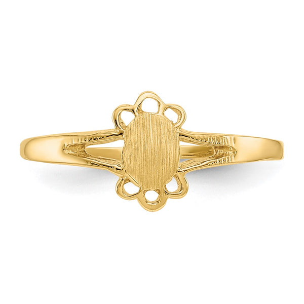 14KT Yellow Gold Childrens Signet Ring; Size 3