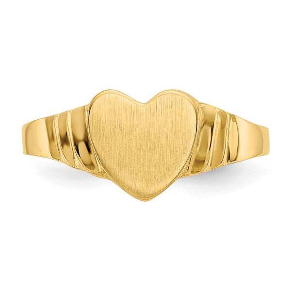 14KT Yellow Gold Childrens Heart Signet Ring; Size 3.5