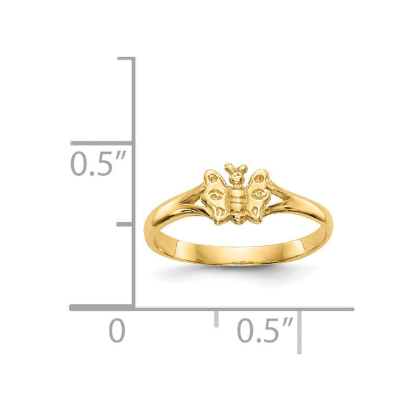 14KT Yellow Gold Butterfly Baby Ring; Size 2