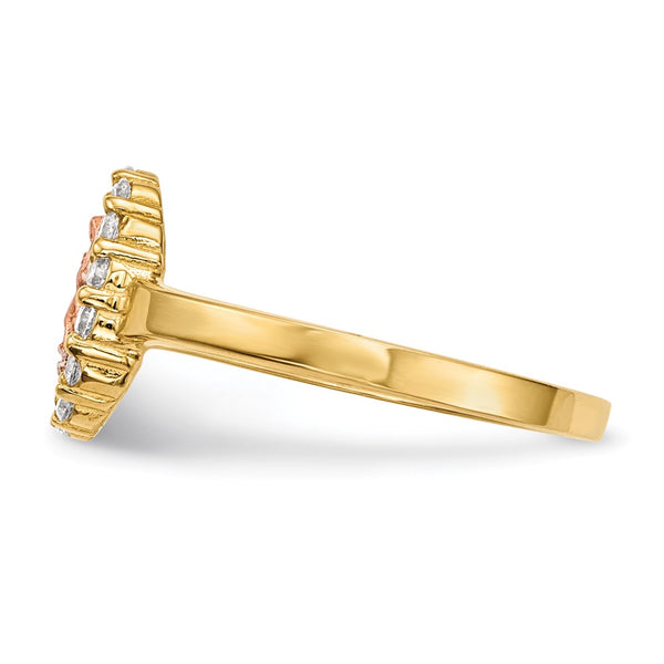 14KT Tri-Color Gold and CZ Guadalupe Ring; Size 7