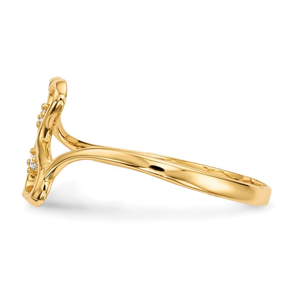 14KT Yellow Gold Cubic Zirconia Heart Ring; Size 7