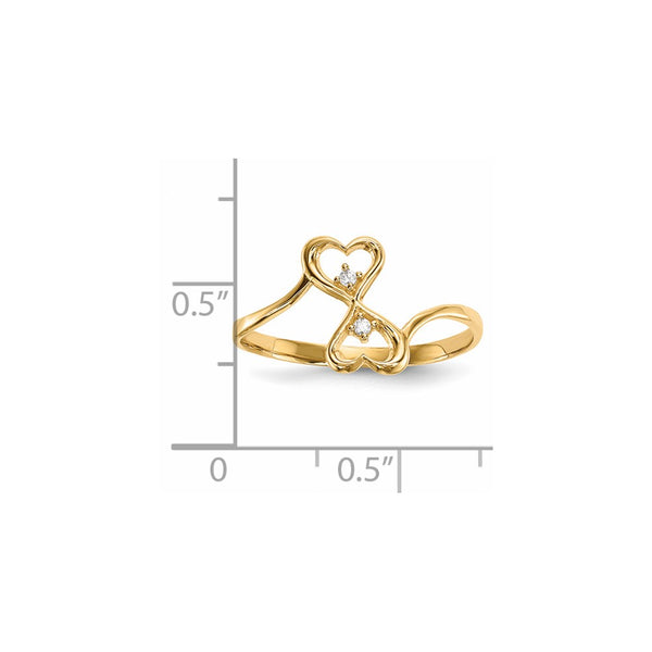 14KT Yellow Gold Cubic Zirconia Heart Ring; Size 7