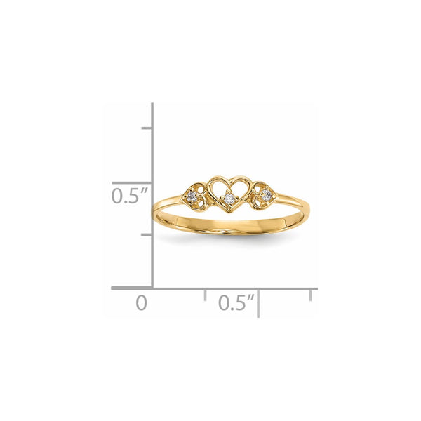 14KT Yellow Gold Cubic Zirconia Heart Ring; Size 7