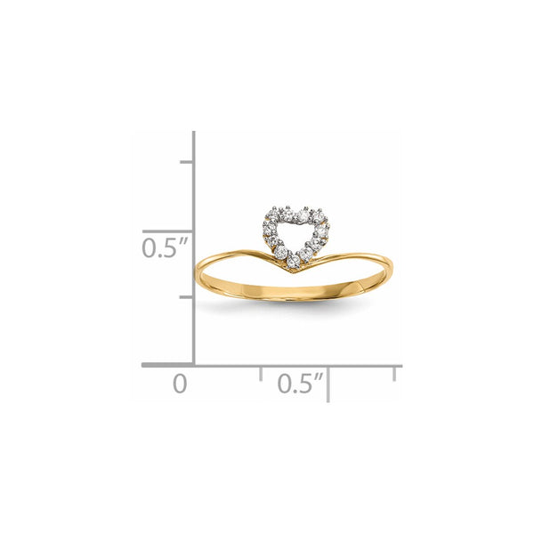 14KT Yellow Gold Cubic Zirconia Heart Ring; Size 7