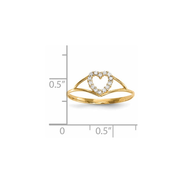 14KT Yellow Gold Cubic Zirconia Heart Ring; Size 7