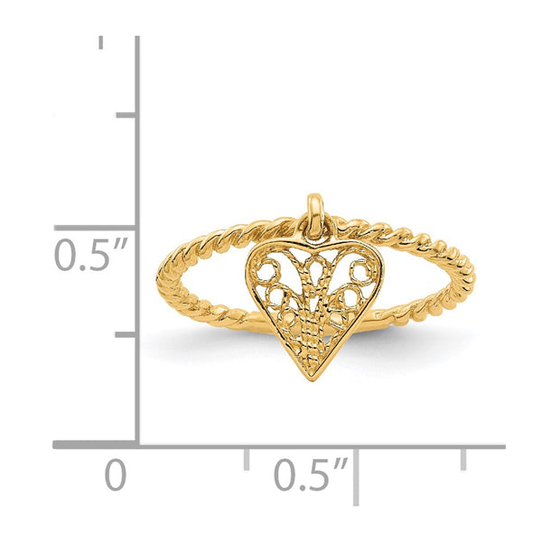 14KT Yellow Gold Heart Ring; Size 5